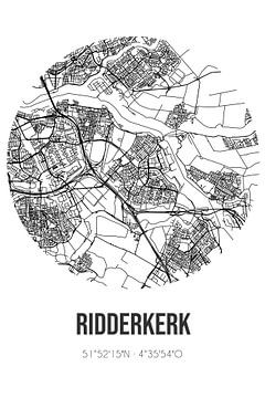 Ridderkerk (Zuid-Holland) | Landkaart | Zwart-wit van MijnStadsPoster