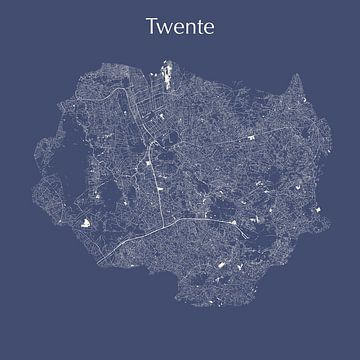 WAter map of Twente in royal blue by Maps Are Art