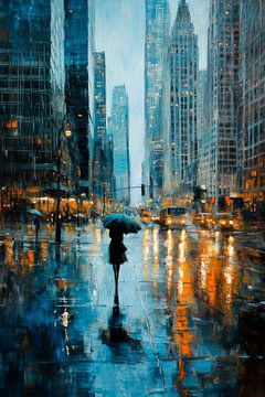 Regenachtig stadsgezicht van Poster Art Shop