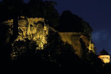 Königstein Fortress by night by Claudia Schwabe