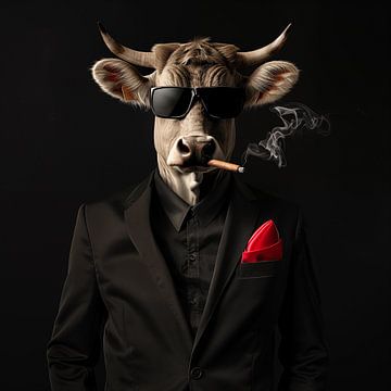 Koe met sigaar en zonnebril van TheXclusive Art