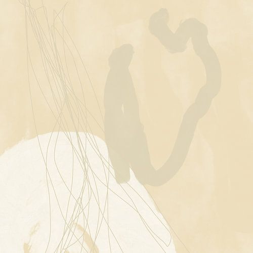 Abstract schilderij in pastelkleuren. Geel, beige, wit.