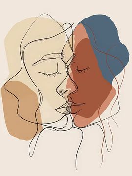 Vrouw en man kussen stijl abstract van TOAN TRAN