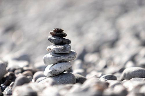 stenen aan de kust van Denemarken | zwart wit foto