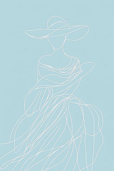 Elegant line drawing of a lady - Minimalist by Poster Art Shop