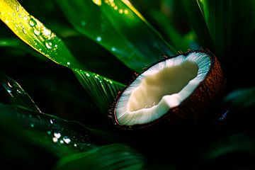 Kokosnoot in de groene tuin - natuurlijke frisheid van Poster Art Shop