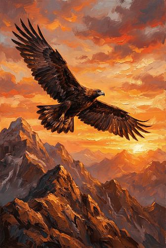 Sonnenuntergang mit Steinadler