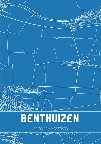 Plan d'ensemble | Carte | Benthuizen (Hollande méridionale) par Affiches de lieux