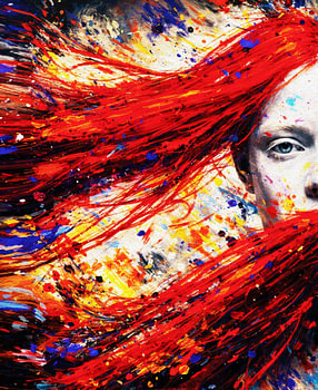 Fire Red Hair – Splash Paint Expressive Portrait