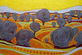 Kleurrijk landschap in pointillistische stijl van Ton Kuijpers