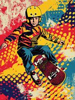Vliegende skater jongen | Pop-art voor de kinderkamer