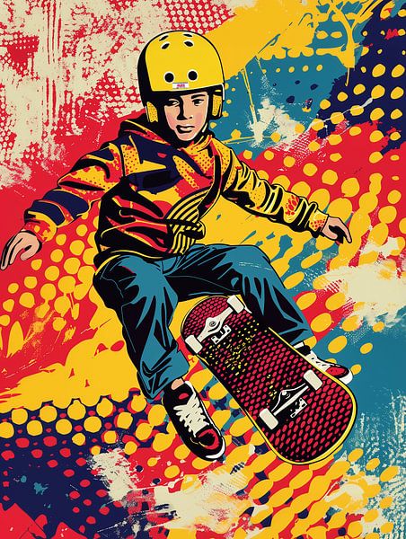 Flying skater boy | Pop art for the children's room by Frank Daske