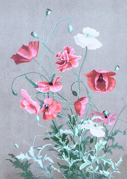 Zachte maïs papaver van FRESH Fine Art