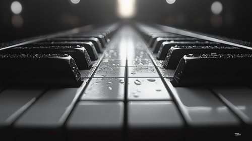 Muziekinstrument in zwart-wit