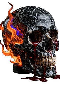 Gothic Marble Skull: Feuer und purpurroter Fluss