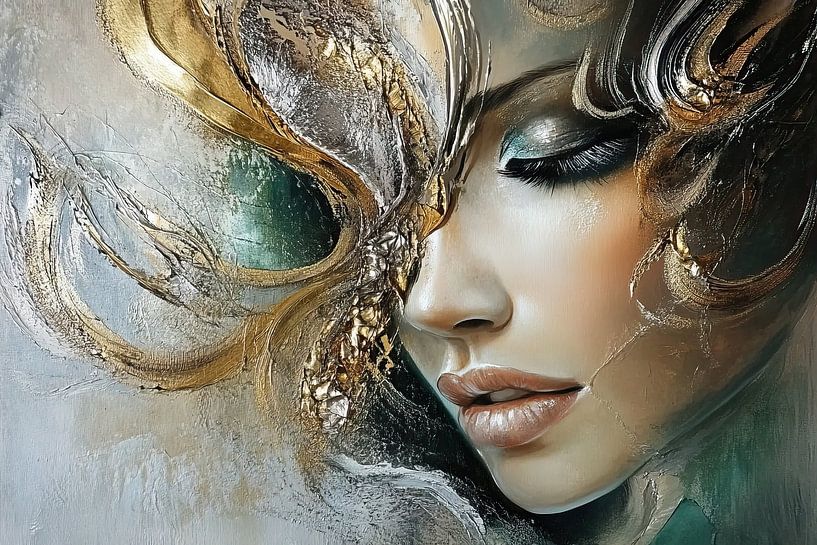 Vrouw met Gouden Masker van ARTEO Schilderijen