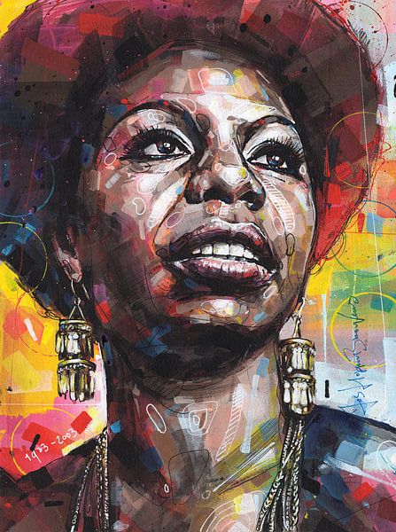 Nina Simone Malerei von Jos Hoppenbrouwers