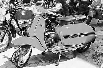 Italian Scooter Black And White by Dorothy Berry-Lound