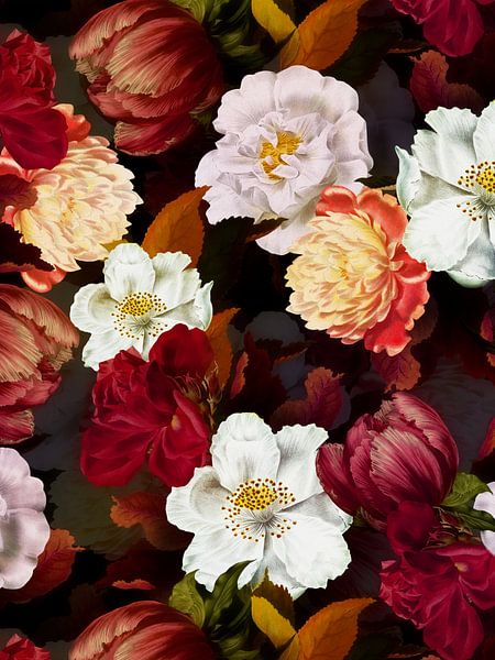 Middernachtelijke rozentuin van Floral Abstractions