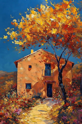 Südeuropäisches Landhaus in herbstlicher Atmosphäre