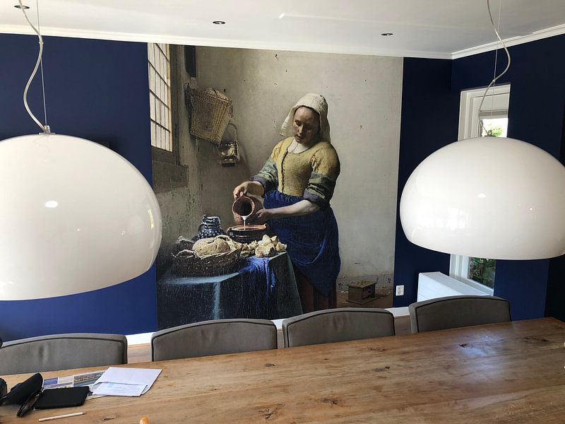 Het Melkmeisje - Vermeer Schilderij (HQ) op canvas, behang, poster en meer