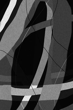 Modern abstract minimalistisch retro kunstwerk in zwart en wit IV van Dina Dankers