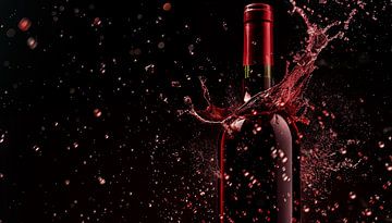 Rode wijn fles splash panorama van TheXclusive Art