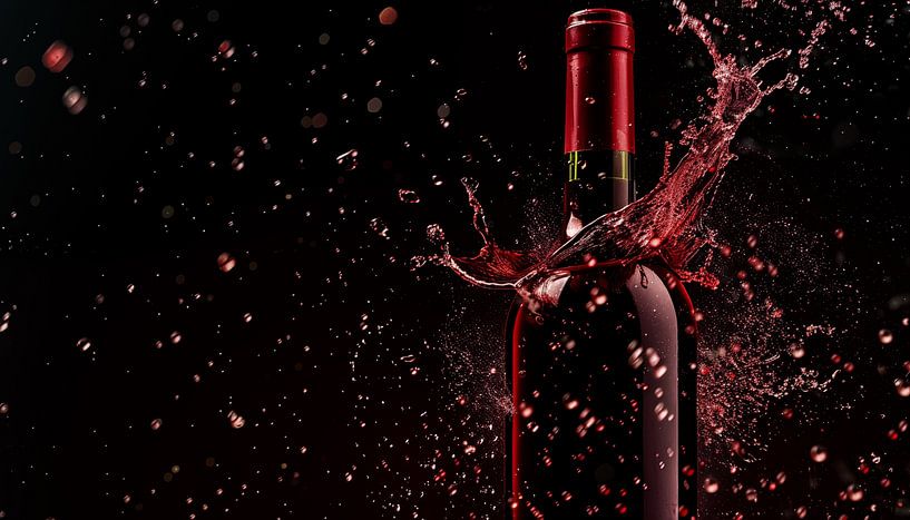 Red wine bottle splash panorama by TheXclusive Art