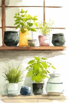 Collection d'herbes aromatiques pour la cuisine sur Vlindertuin-Art