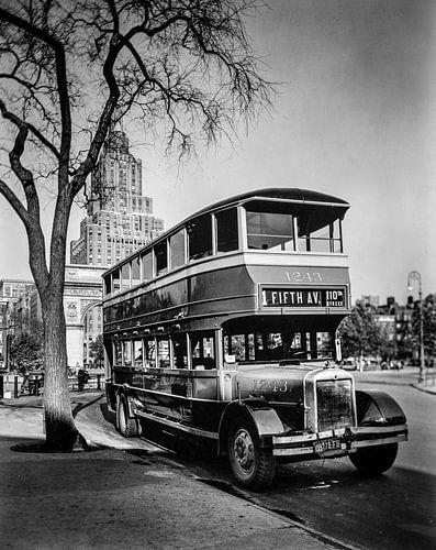 Historisch New York: Fifth Avenue Bus, Washington Square, Manhattan, 1936.