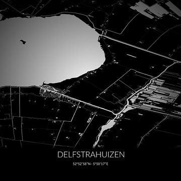 Black-and-white map of Delfstrahuizen, Fryslan. by Rezona