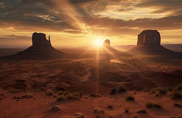 Zonsopgang in de woestijnvallei van fernlichtsicht