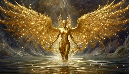 Ange doré aux longues ailes