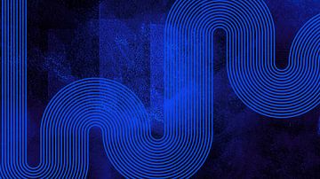 Modern Abstract Arch Geometric Organic Meditative Blue by Mad Dog Art