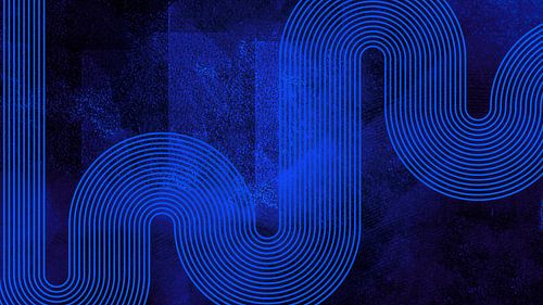 Modern Abstract Boog Geometrisch Organisch Meditatief Blauw