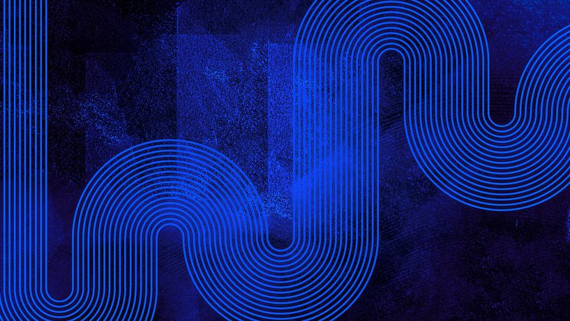 Modern Abstract Arch Geometric Organic Meditative Blue by Mad Dog Art