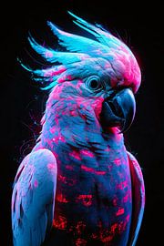 Digitale Kunst eines futuristischen Neon-Papageis von Art & Soul Creations