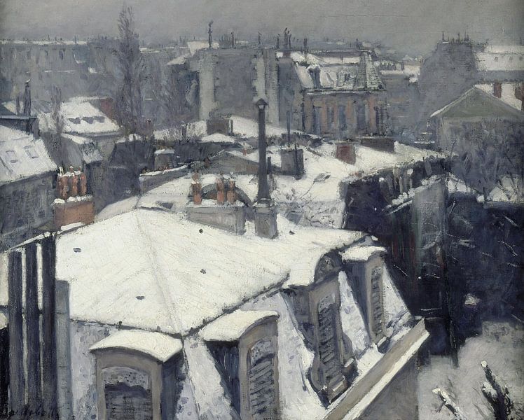 Dächer im Schnee (Schneeeffekt), Gustave Caillebotte von Meisterhafte Meister