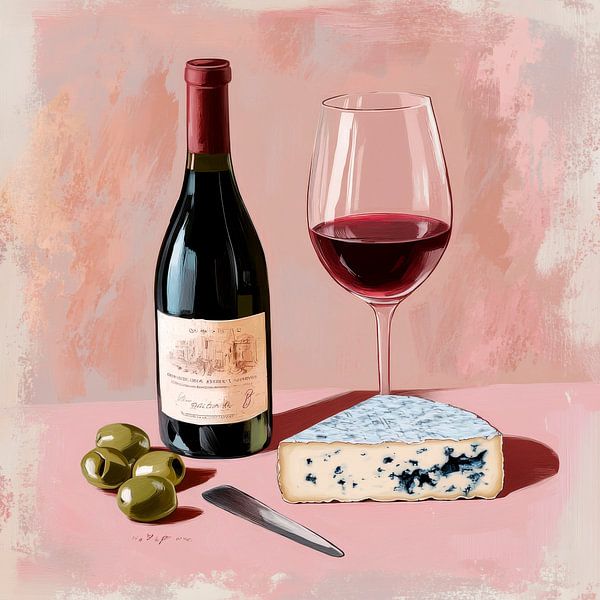 Enjoyment of wine and cheese by Poster Art Shop