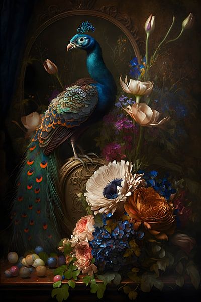 peacock still life by Martin Mol