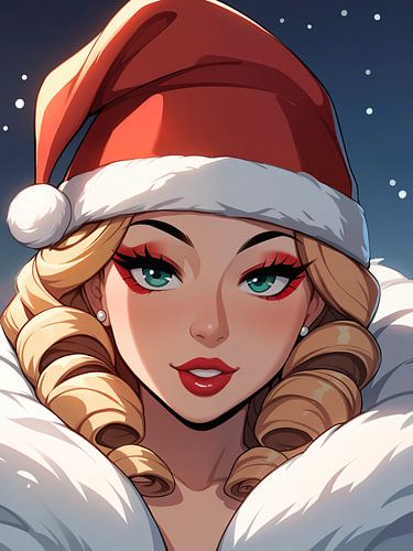 Een verleidelijke kerst – sexy anime kerstvrouw met kerstmuts