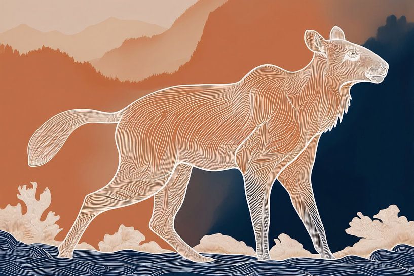 Dier in minimalistisch landschap van Art & Soul Creations