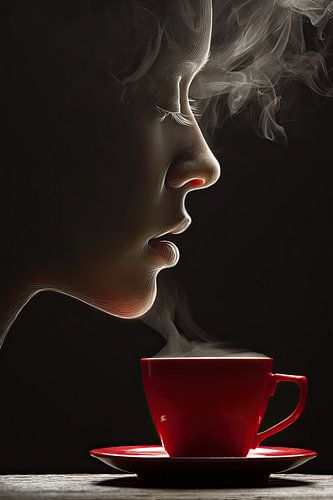 koffie of cappuccino abstract met vrouwspersoon