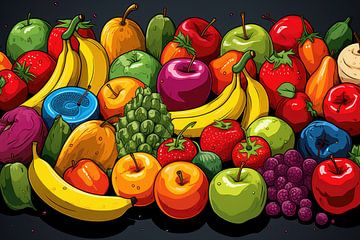 Vers Fruit in Popart Stijl van Beeld Creaties Ed Steenhoek | Fotografie en Kunstmatige Beelden