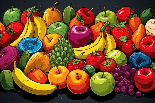 Fresh Fruit in Pop Art Style