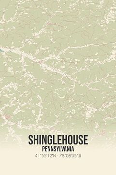 Alte Karte von Shinglehouse (Pennsylvania), USA. von Rezona