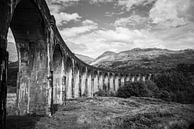 De brug uit Harry Potter, Glenfinnan Viaduct, Lochaber, zwart-wit, fotoprint van Manja Herrebrugh - Outdoor by Manja thumbnail
