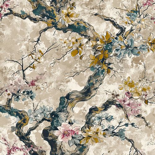 Florale Wanddekoration | Orientalische Blüte