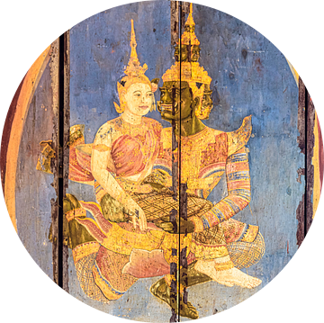 Koning met minnares, deurpaneel, Cambodja