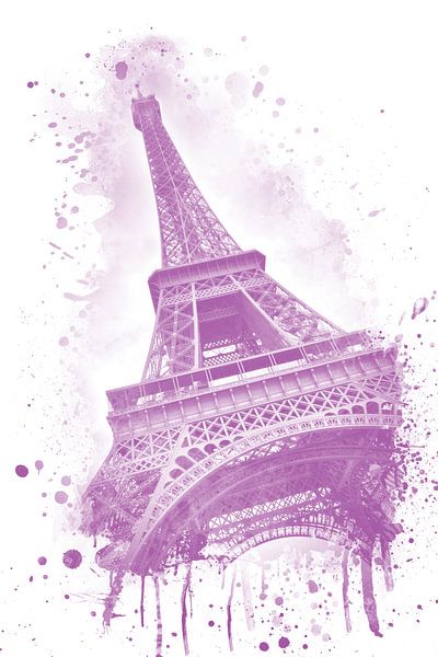 Eiffelturm Aquarell | pink von Melanie Viola